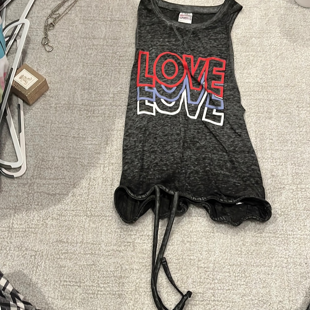 no boundaries love red white and blue tank top tied